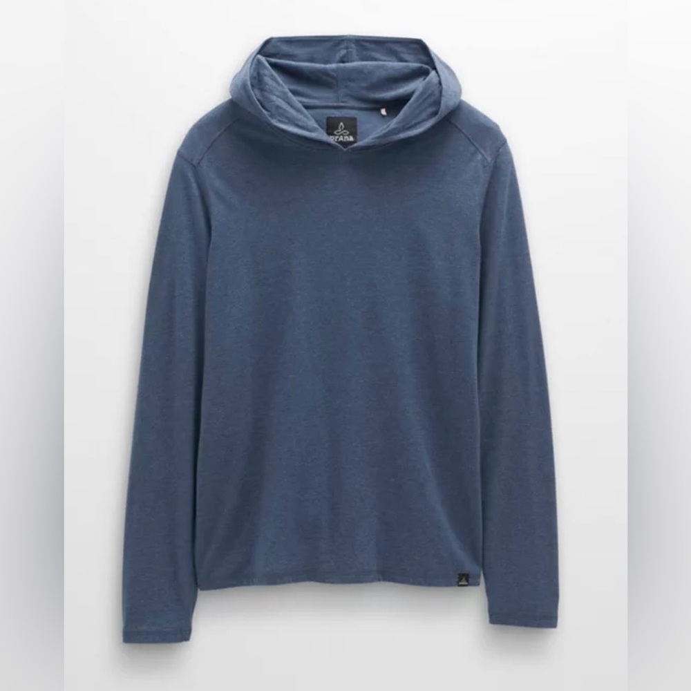 Prana Blue Long Sleeve Hooded T-shirt
